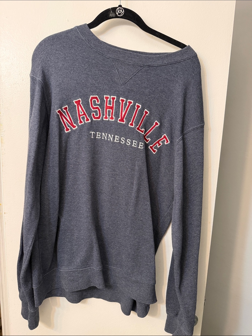 Nashville Tennessee Crewneck Sweatshirt - Blue with Red Lettering